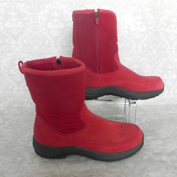 L.L. Bean Shoes - L.L. Bean Red Suede Zip Up Winter Boots 10 M